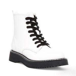Madden Girl Womens Kurrt Lace-Up Side Zipper Combat Boot